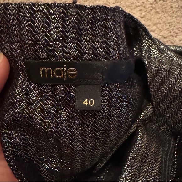 Maje- Black Metallic Ralery Longsleeve Mini Dress - Picture 5 of 6